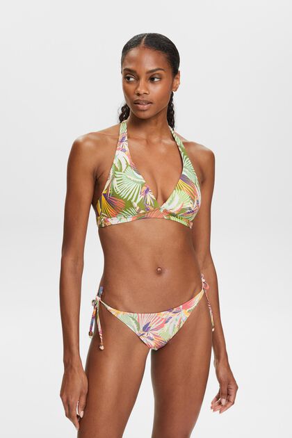 Gewatteerde halter-bikinitop met print