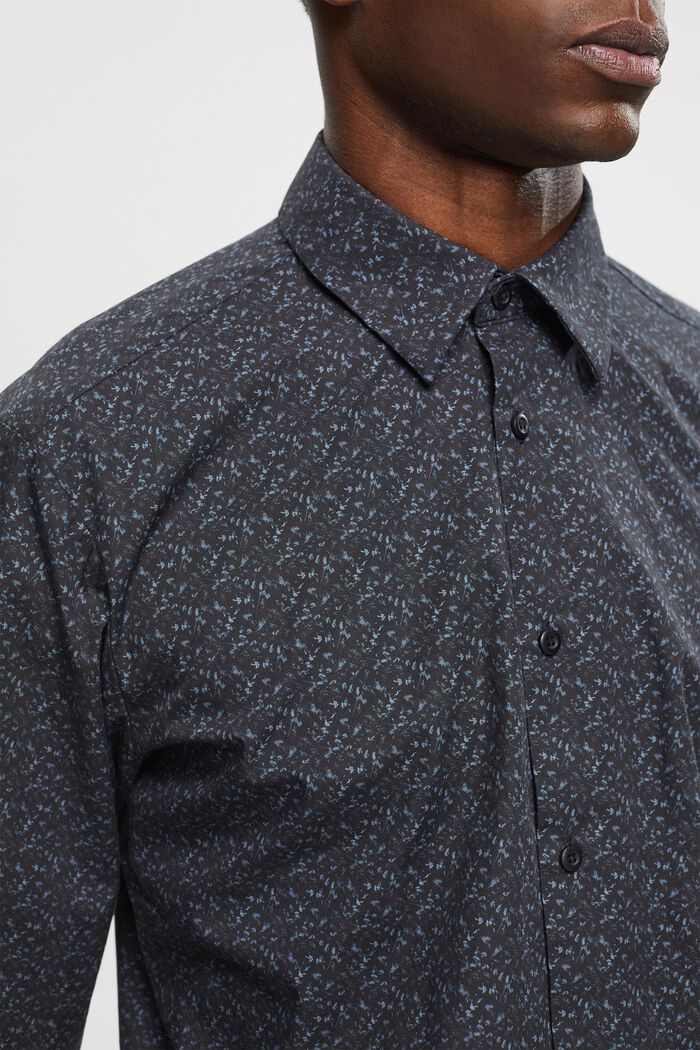 Katoenen slim fit overhemd met motief, BLACK, detail image number 2