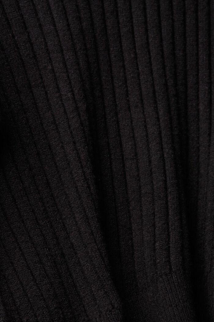 Geribde trui met turtleneck, BLACK, detail image number 4