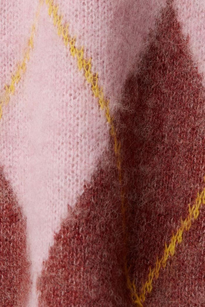 Robe-pull en laine mélangée à losanges, LIGHT PINK, detail image number 5