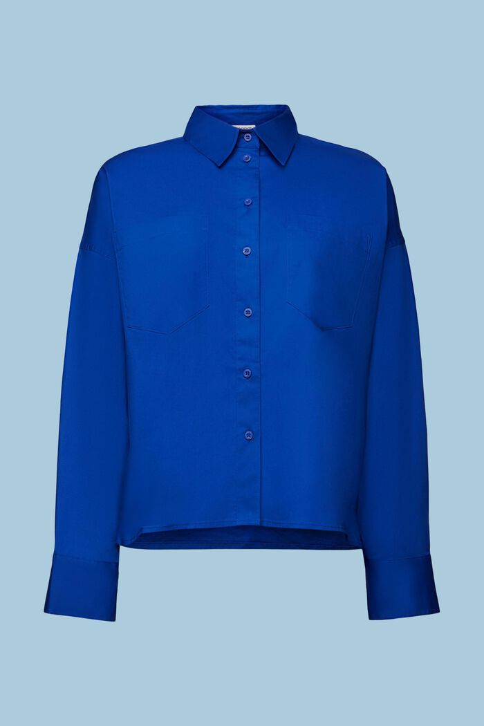 Chemise boutonnée en popeline de coton, BRIGHT BLUE, detail image number 6