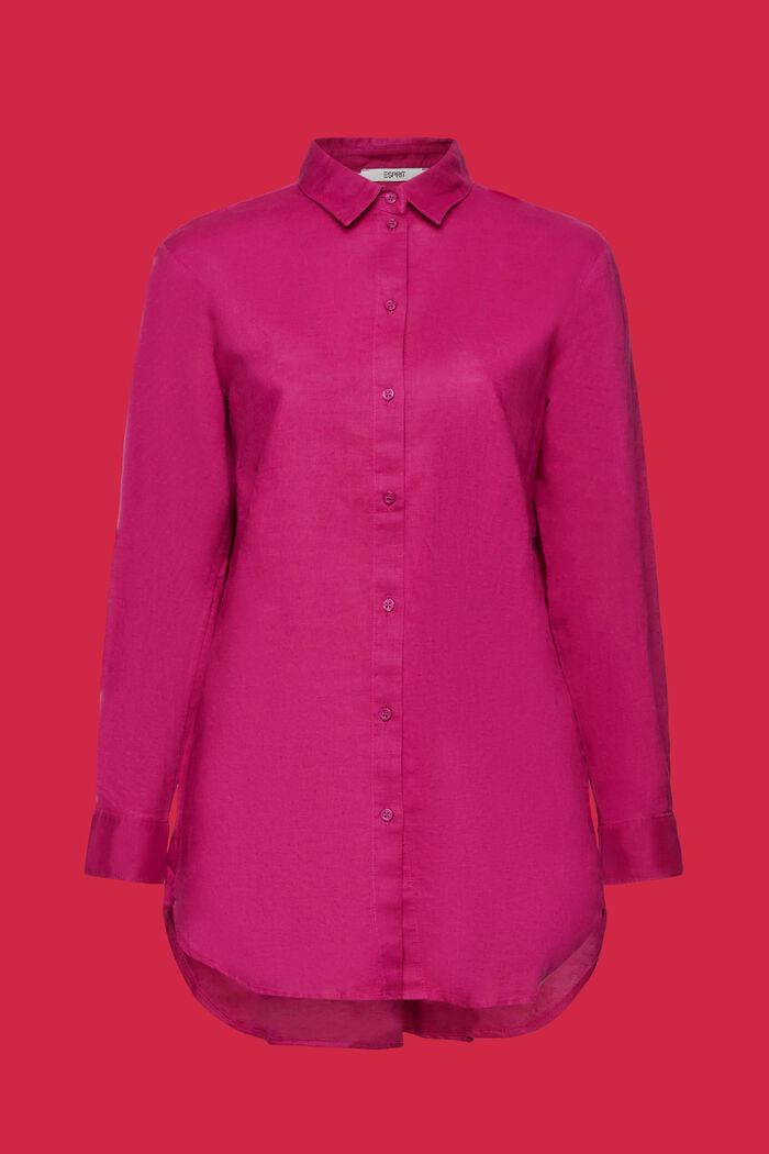 Overhemd van een mix van linnen en katoen, DARK PINK, detail image number 5