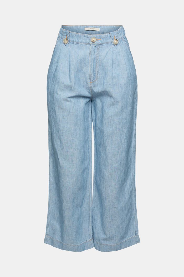 À teneur en lin : la jupe-culotte d´aspect denim, BLUE LIGHT WASHED, detail image number 2