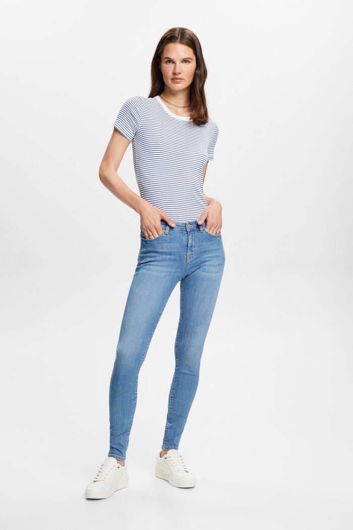 Skinny jeans van duurzaam katoen, BLUE LIGHT WASHED, detail image number 4