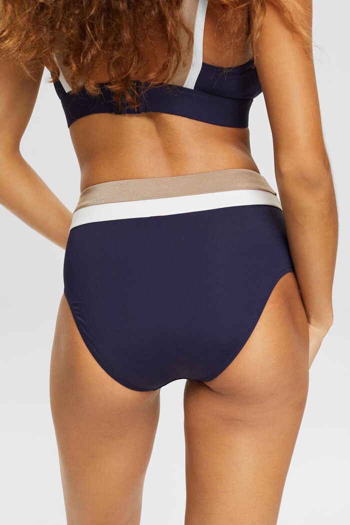Driekleurig bikinibroekje met hoge taille, NAVY, detail image number 3