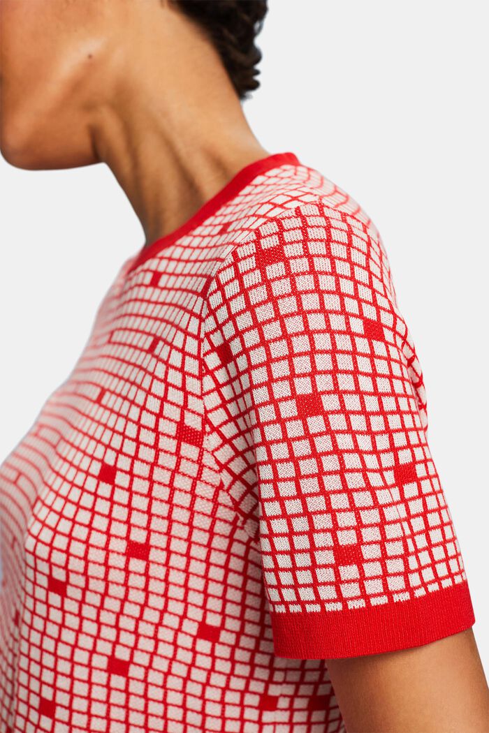 Sweat-shirt jacquard à col ras-du-cou, RED, detail image number 3