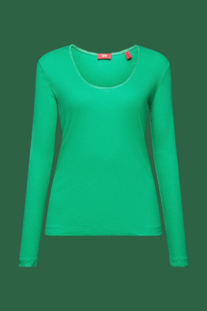 Shirt van jersey ribbreisel met lange mouwen, GREEN, detail image number 6