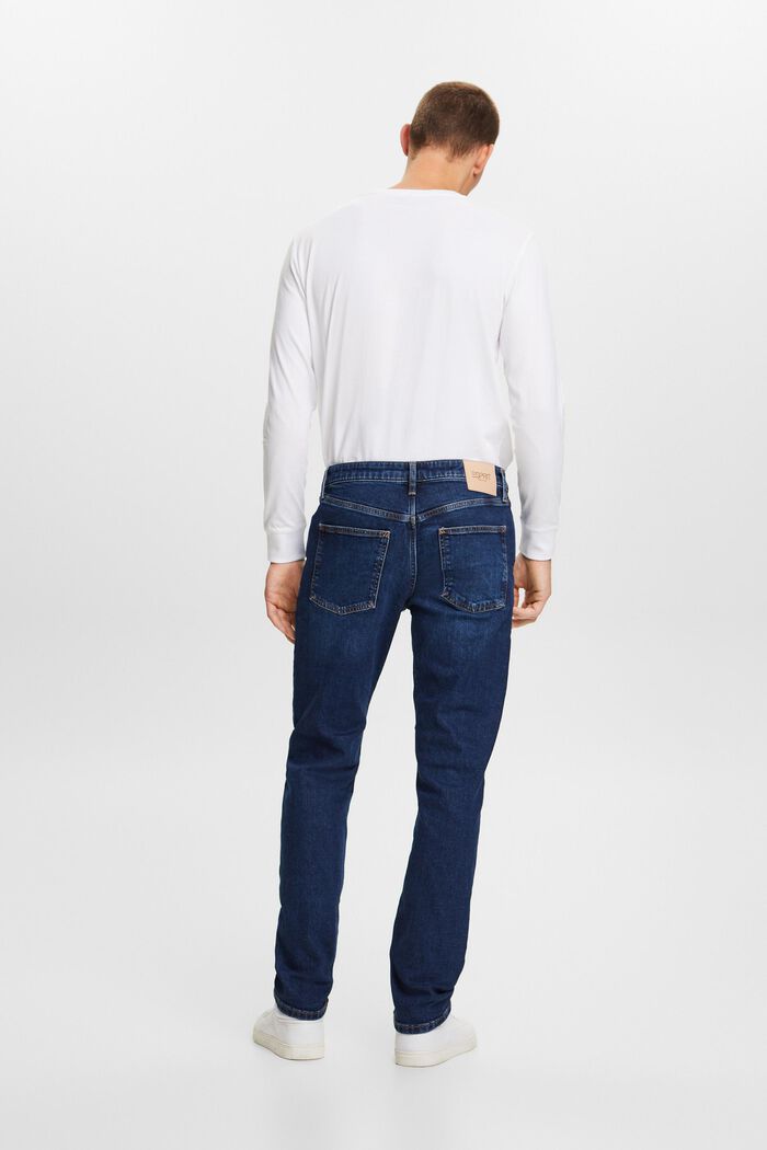 Jeans met middelhoge taille en rechte pijpen, BLUE DARK WASHED, detail image number 3