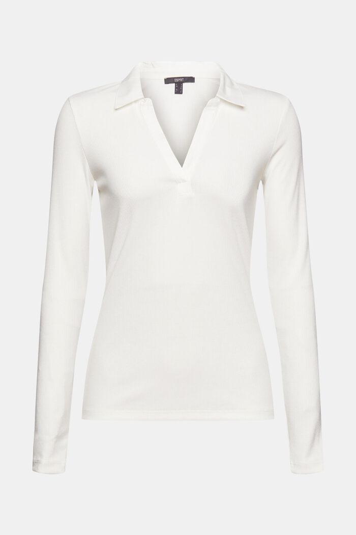 Gerecycled: longsleeve met LENZING™ ECOVERO™, OFF WHITE, overview