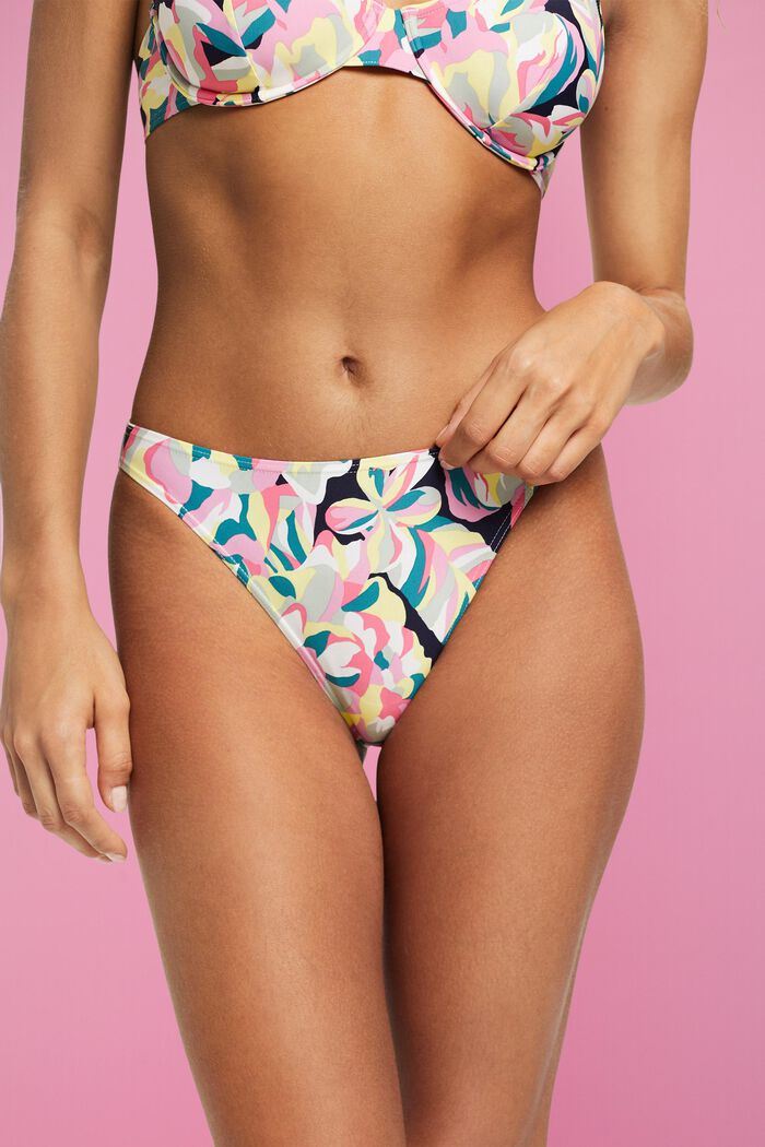 Carilo beach bikinibroekje met bloemenprint, NAVY, detail image number 1