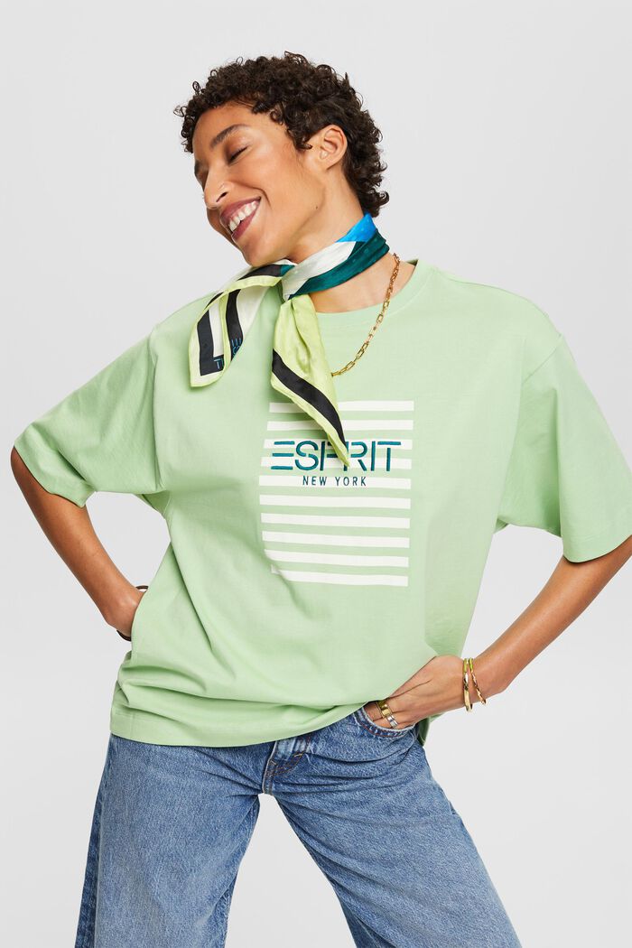 T-shirt col rond à logo, LIGHT GREEN, detail image number 4