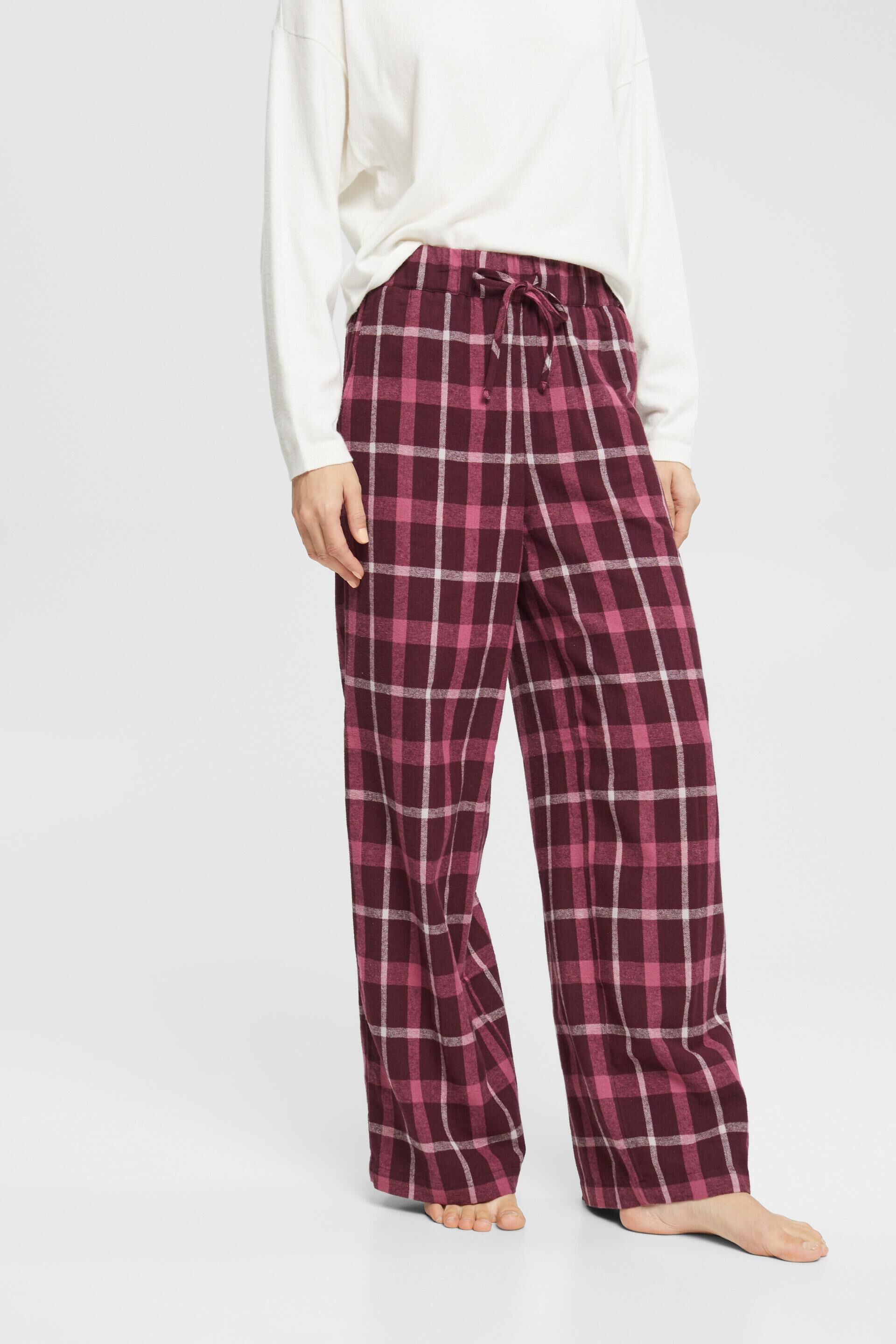 44 Femme Cherry Red 3 EspritEsprit Pantalon Long en Flanelle Check Nw Bci Bas de Pyjama Marque  