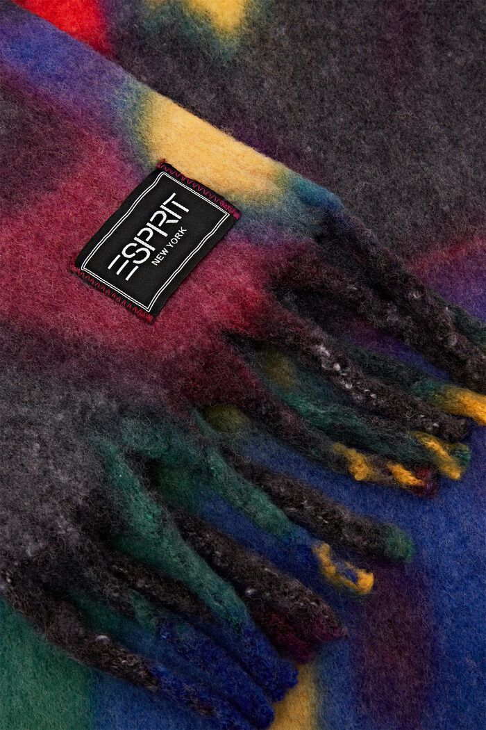 Meerkleurige sjaal van geruwd breisel, BLACK, detail image number 1