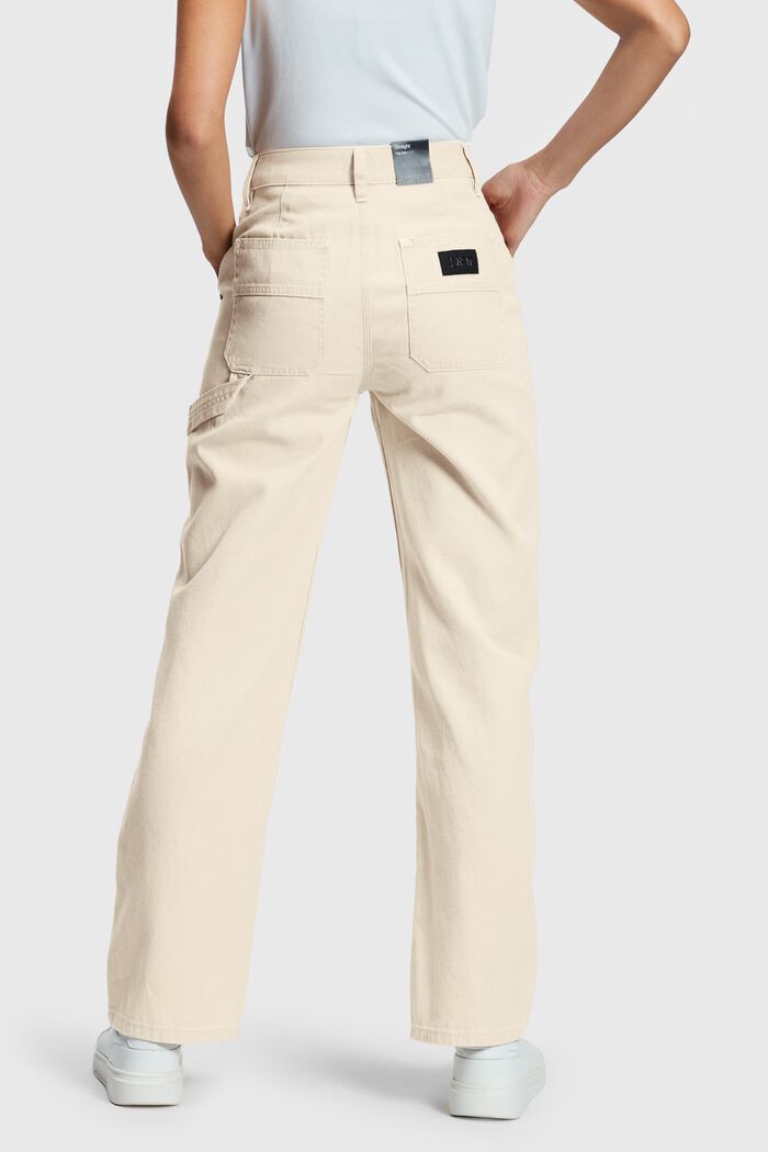 90's jeans met hoge taille en rechte pijpen, SAND, detail image number 1