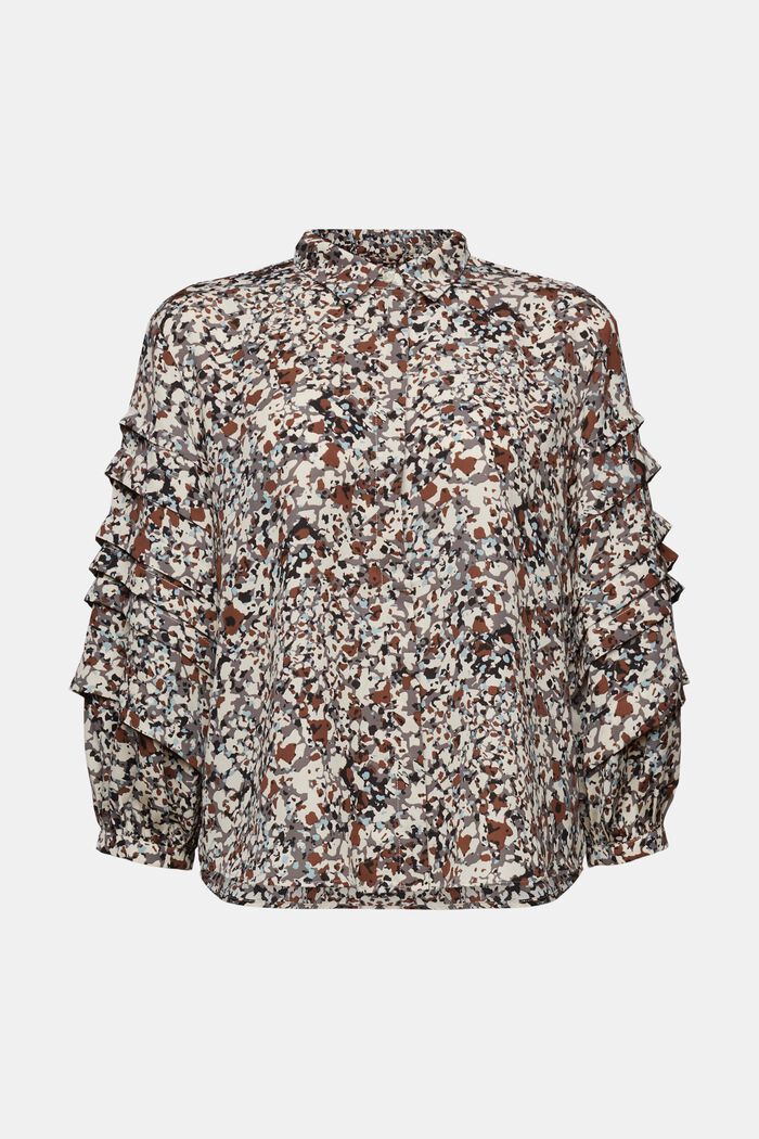 Gerecycled: blouse met motief, BROWN, detail image number 8