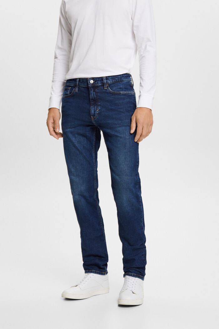 Jeans met middelhoge taille en rechte pijpen, BLUE DARK WASHED, detail image number 0