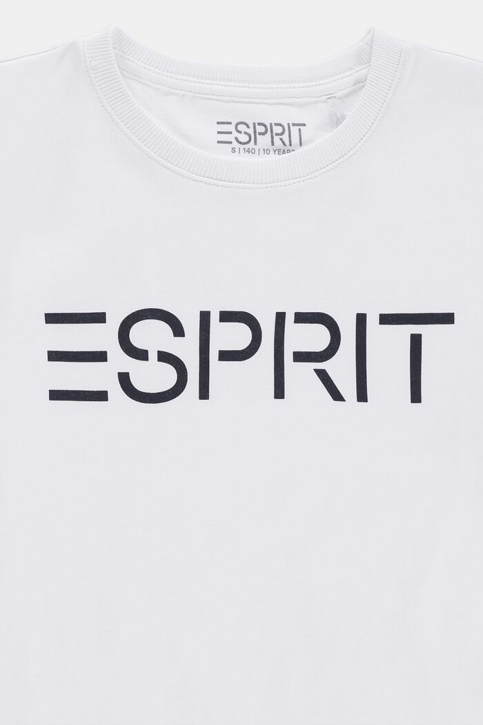 T-shirt van 100% katoen met logo, WHITE, detail image number 2