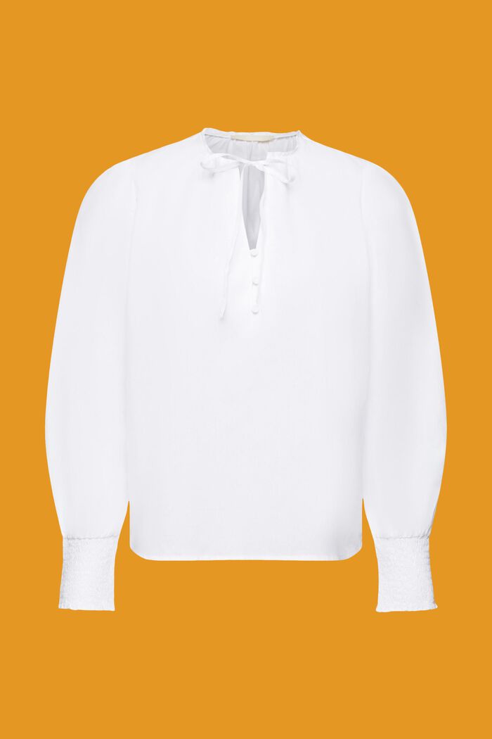 Katoenen blouse met strikdetail, WHITE, detail image number 5