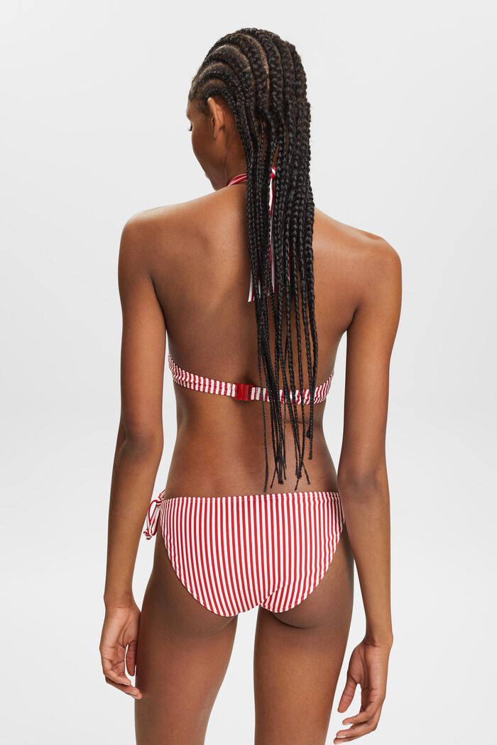 Gestreept bikinibroekje, strikjes aan de zijkant, DARK RED, detail image number 3