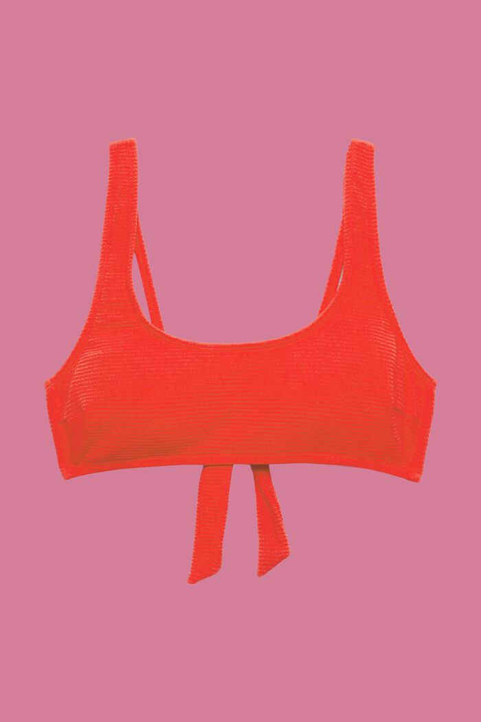 Cropped, gewatteerde bikinitop met structuur, RED, detail image number 4