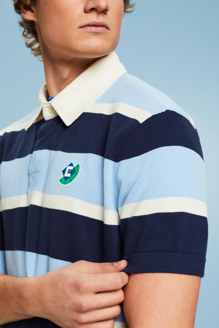 Polo en coton à rayures et logo, BRIGHT BLUE, detail image number 3