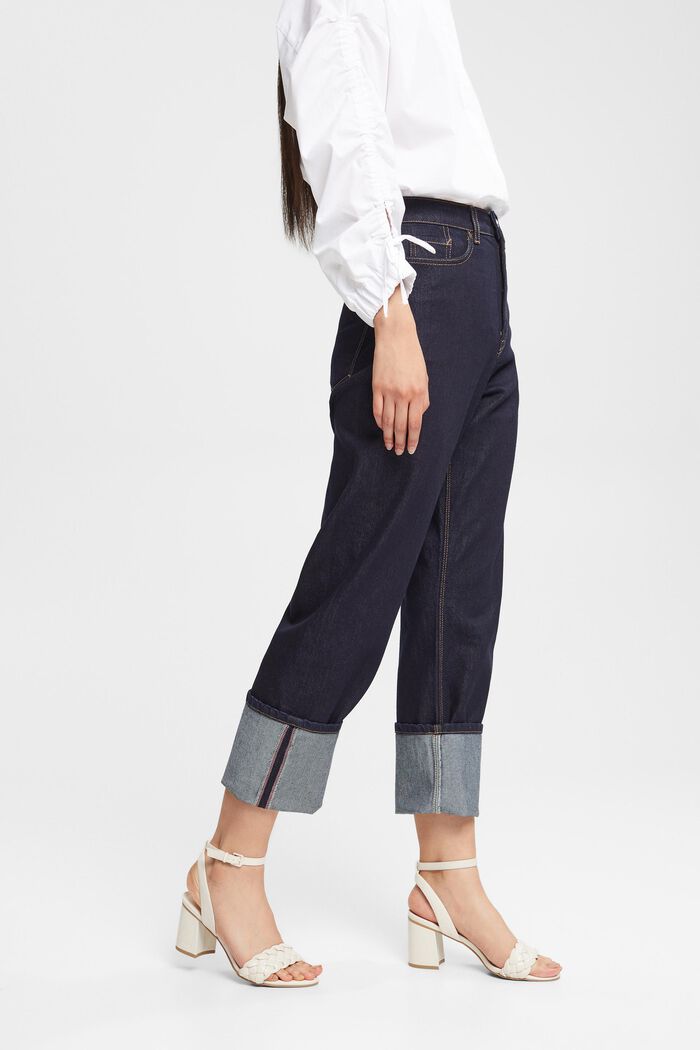 Jeans met hoge taille en rechte pijpen, BLUE RINSE, detail image number 1
