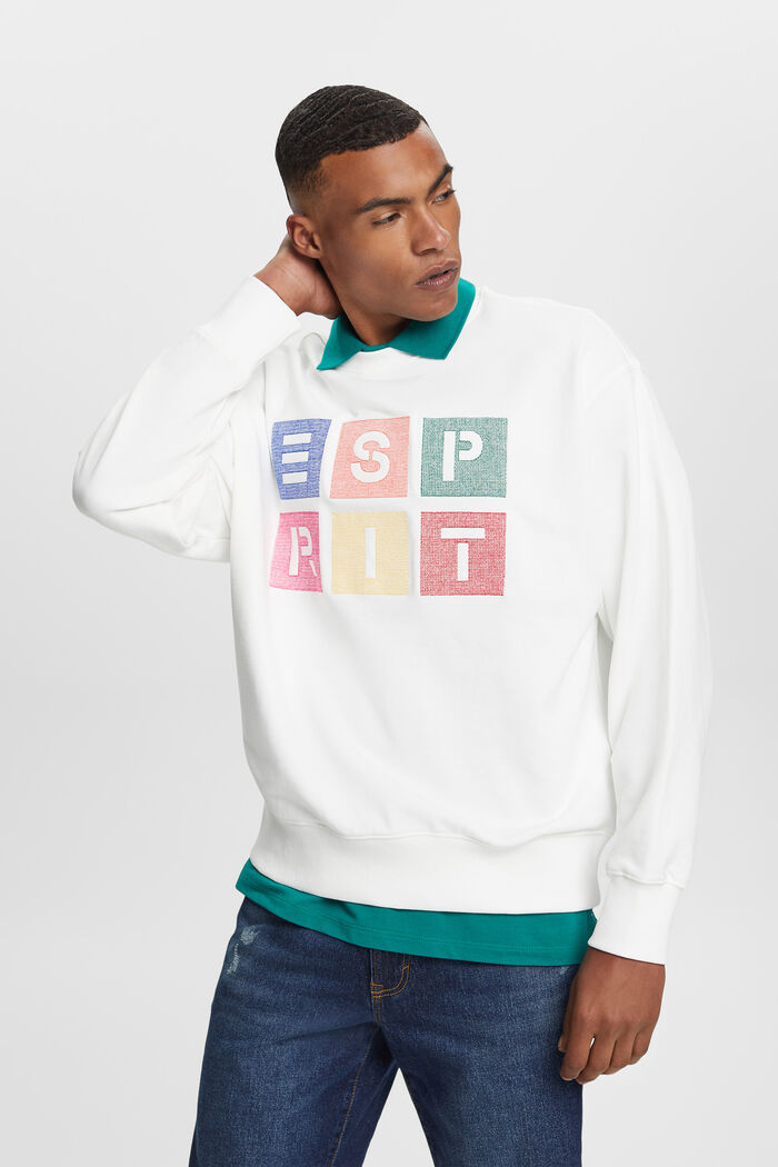 Sweatshirt met logo van organic cotton, OFF WHITE, detail image number 0