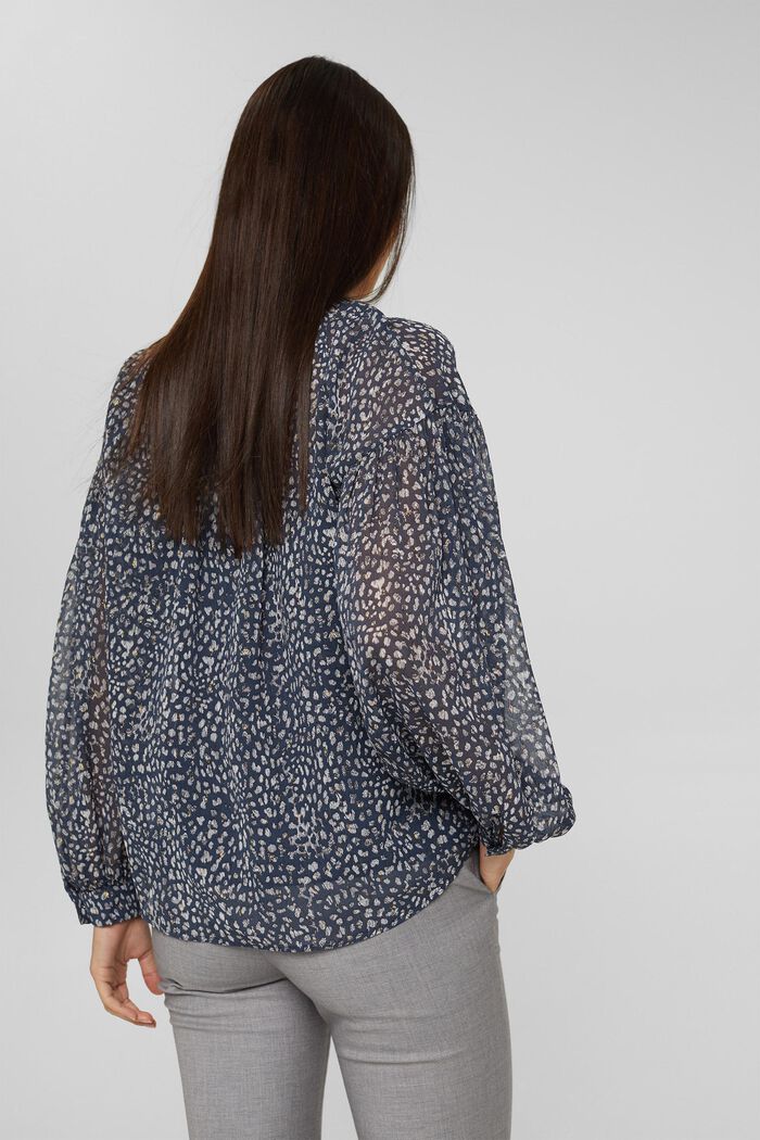 Gerecycled: chiffon blouse met print, DARK BLUE, detail image number 3