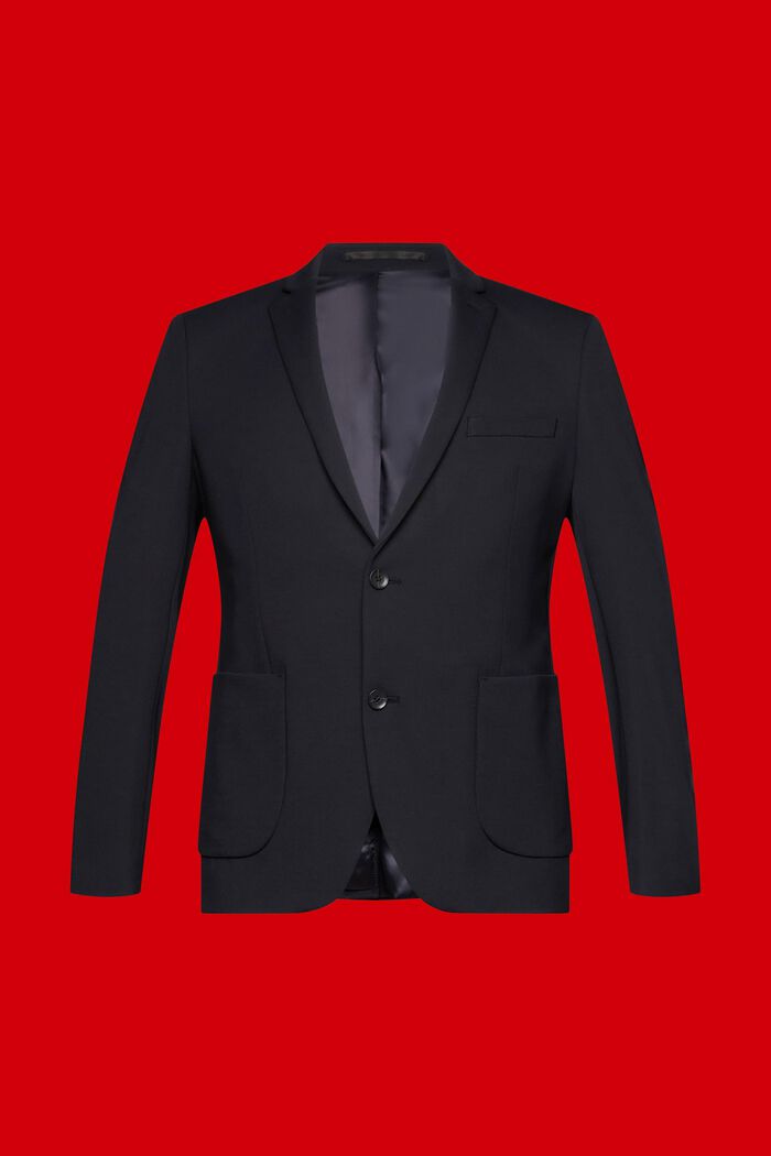 Single-breasted colbert van piqué-jersey, BLACK, detail image number 5