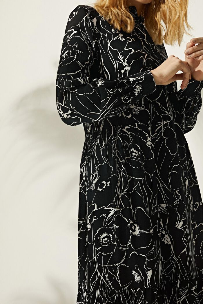 Midi-jurk met print en LENZING™ ECOVERO™, BLACK, detail image number 3