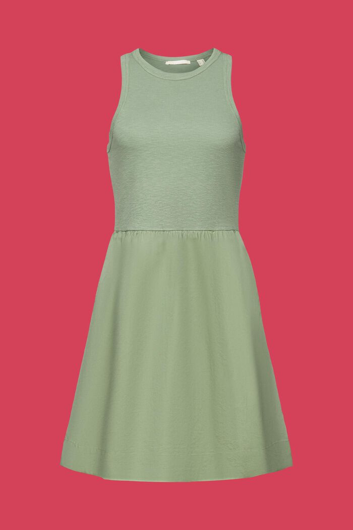 Mini-jurk van een materiaalmix, PALE KHAKI, detail image number 7