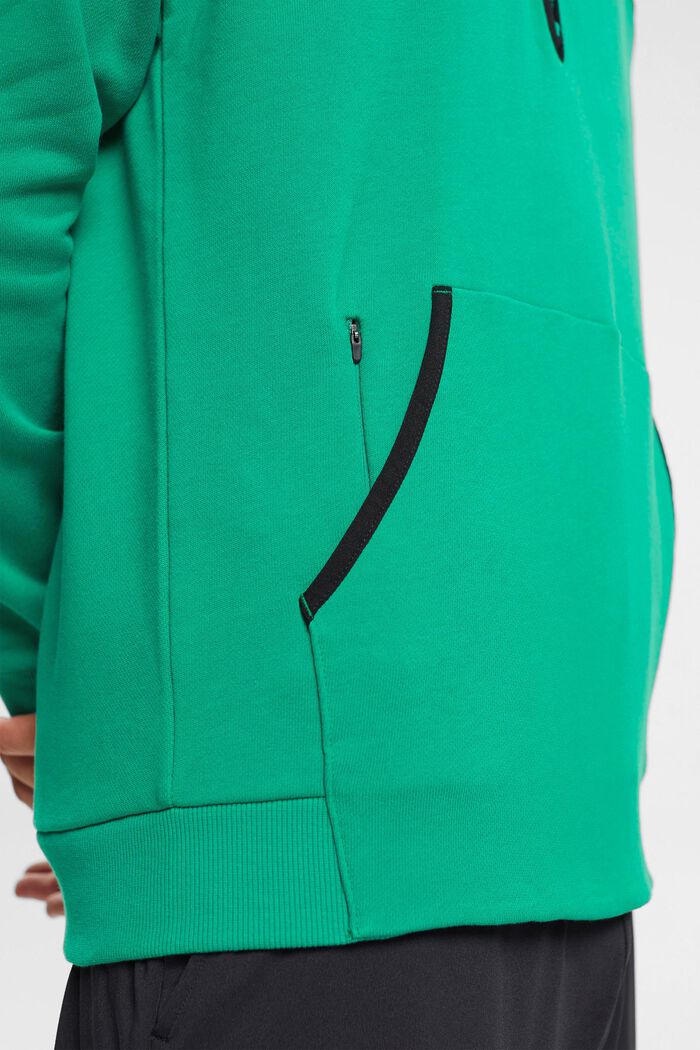 Sweat à capuche à zip quart de longueur, GREEN, detail image number 4