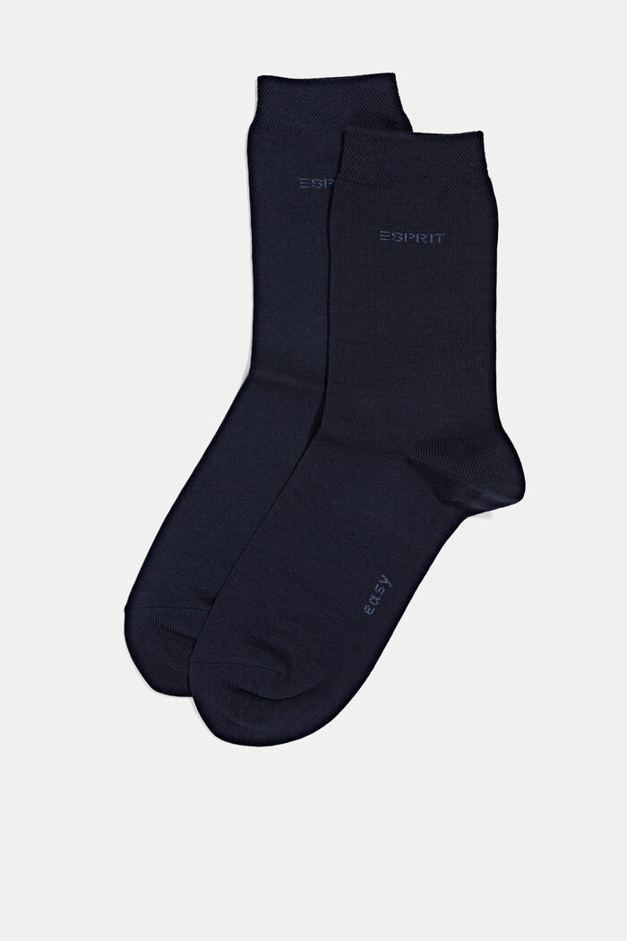Twee paar sokken met zachte boord, MARINE, detail image number 0