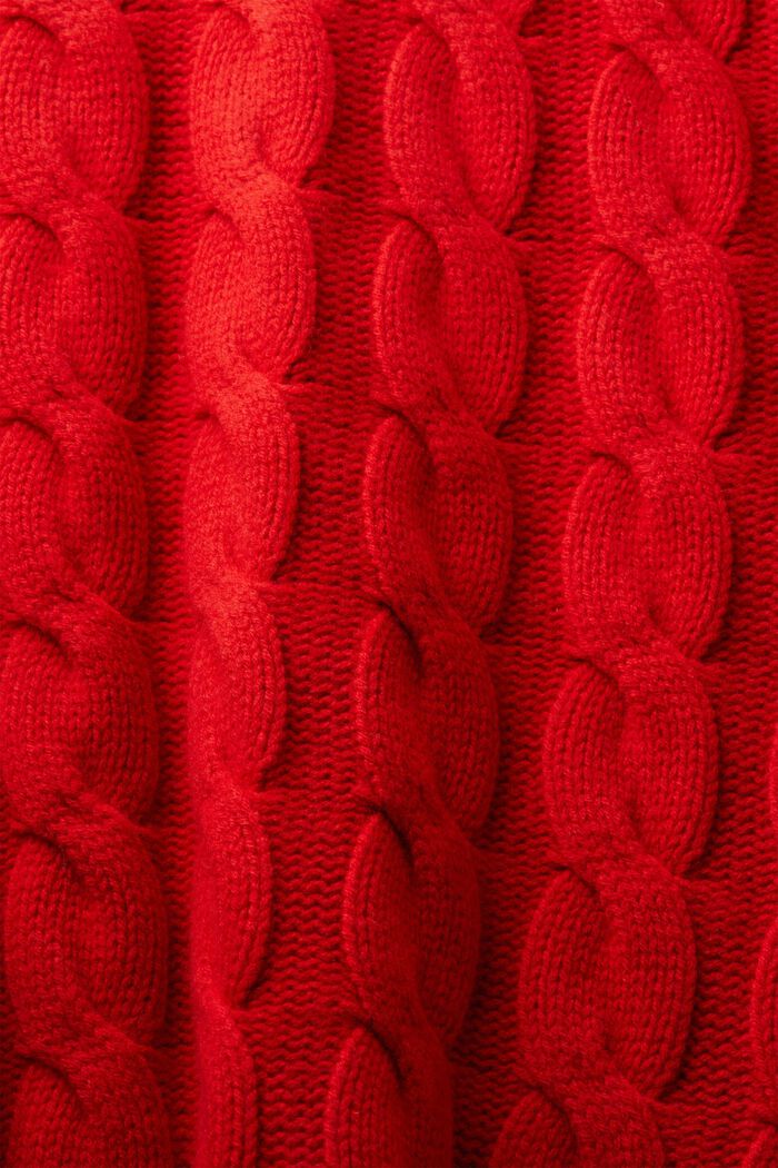 Pull-over en laine à maille torsadée, DARK RED, detail image number 6
