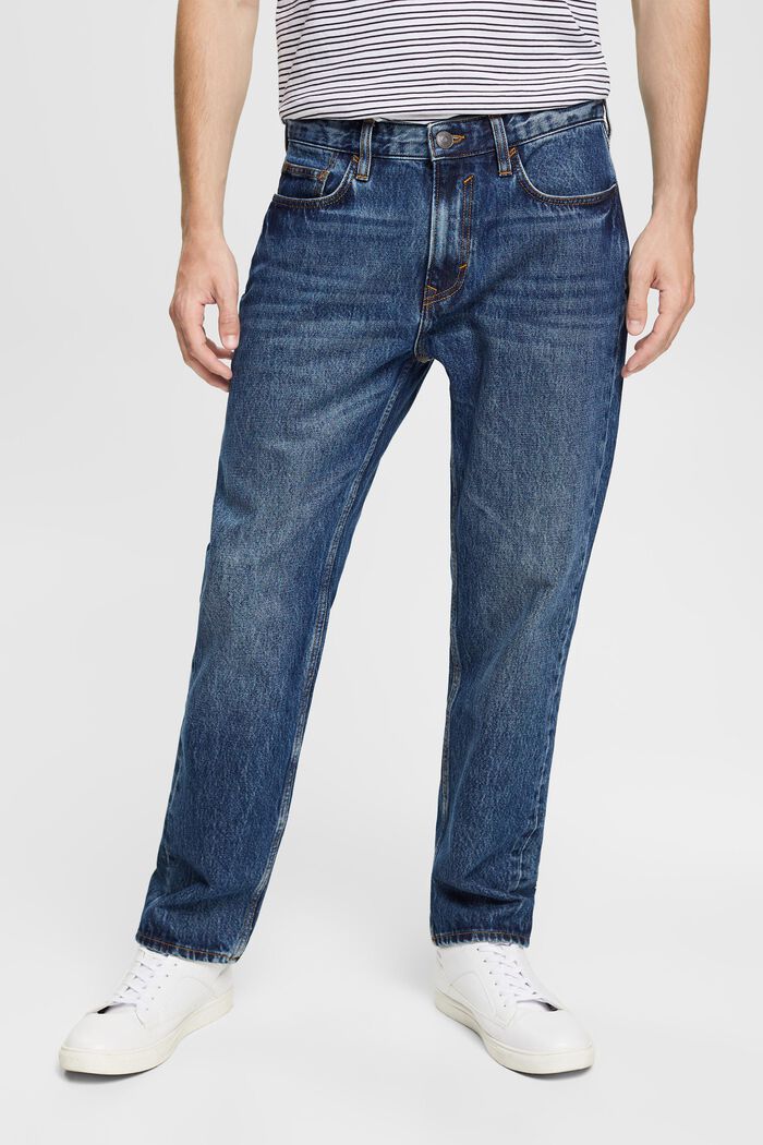 Jeans met rechte pijpen van duurzaam katoen, BLUE DARK WASHED, detail image number 0