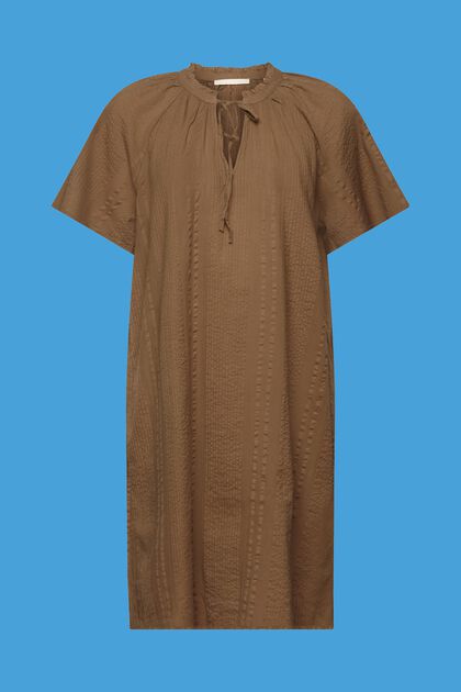 Robe en coton texturé, KHAKI GREEN, overview