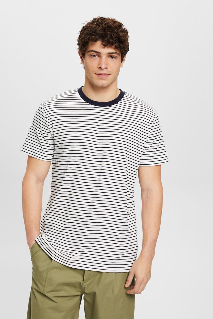 T-shirt côtelé à rayures, NAVY, detail image number 0