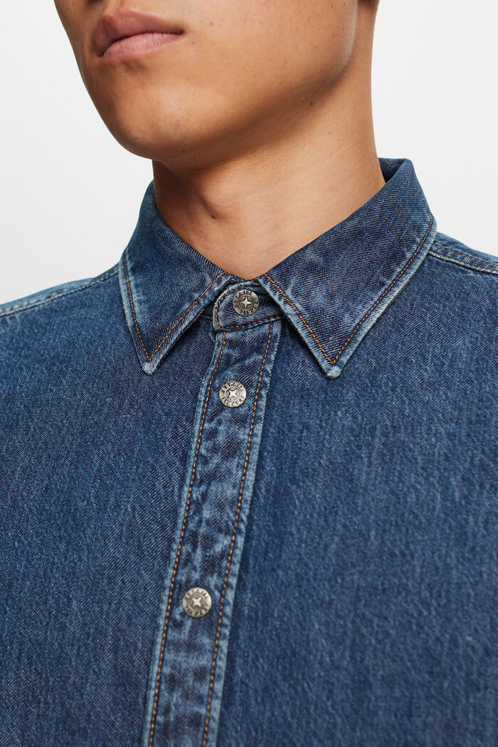 Jeans shirt, 100% katoen, BLUE MEDIUM WASHED, detail image number 2