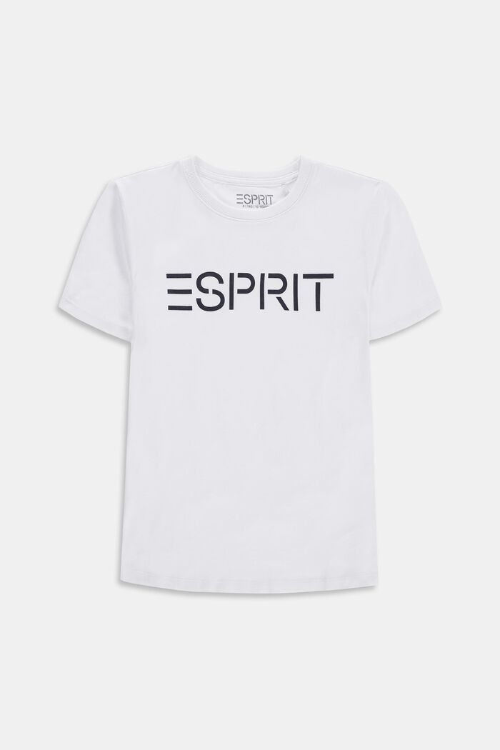 T-shirt van 100% katoen met logo, WHITE, detail image number 0