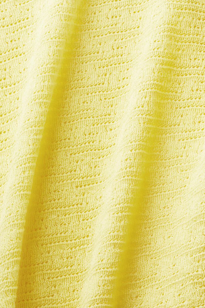 Pull-over à manches courtes en maille pointelle, PASTEL YELLOW, detail image number 4