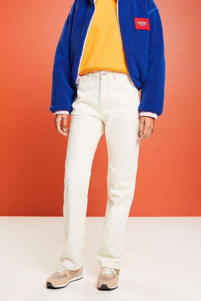 Straight jeans met hoge taille, OFF WHITE, detail image number 0