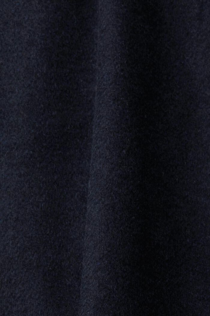 Mantel van een wolmix met een ribgebreid detail, NAVY, detail image number 4