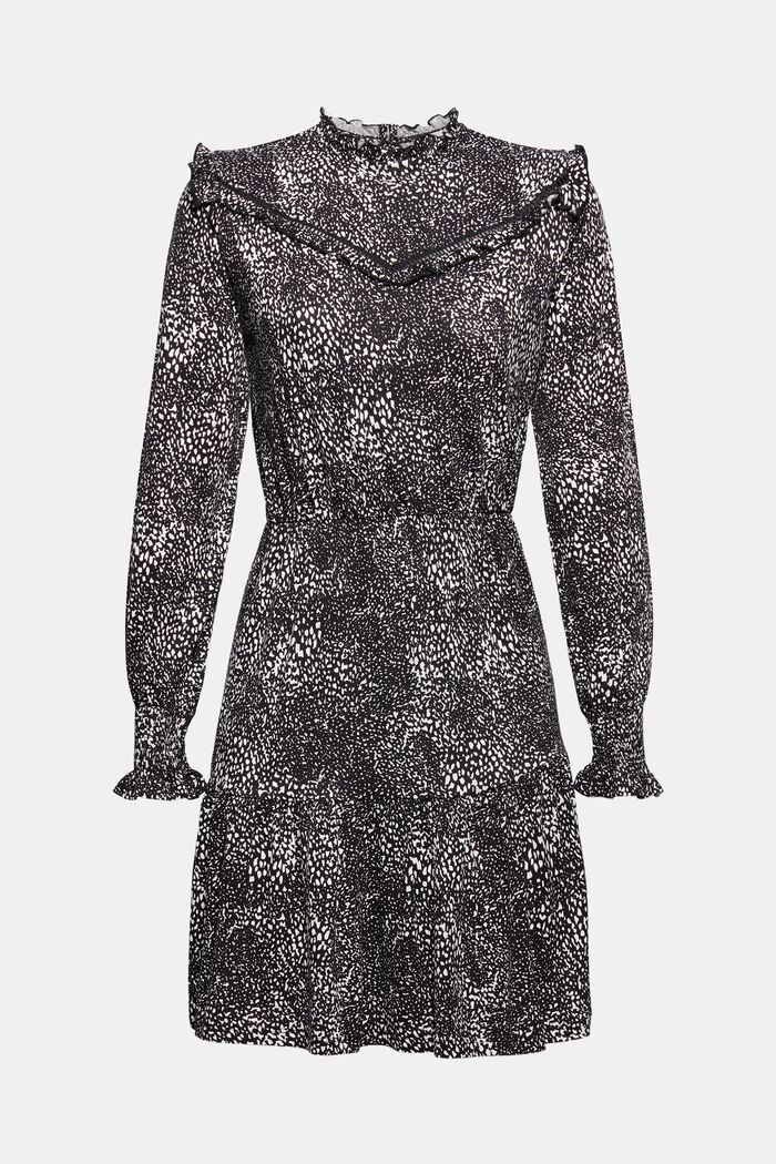 Jersey jurk met ruches, LENZING™ ECOVERO™, NEW BLACK, detail image number 6
