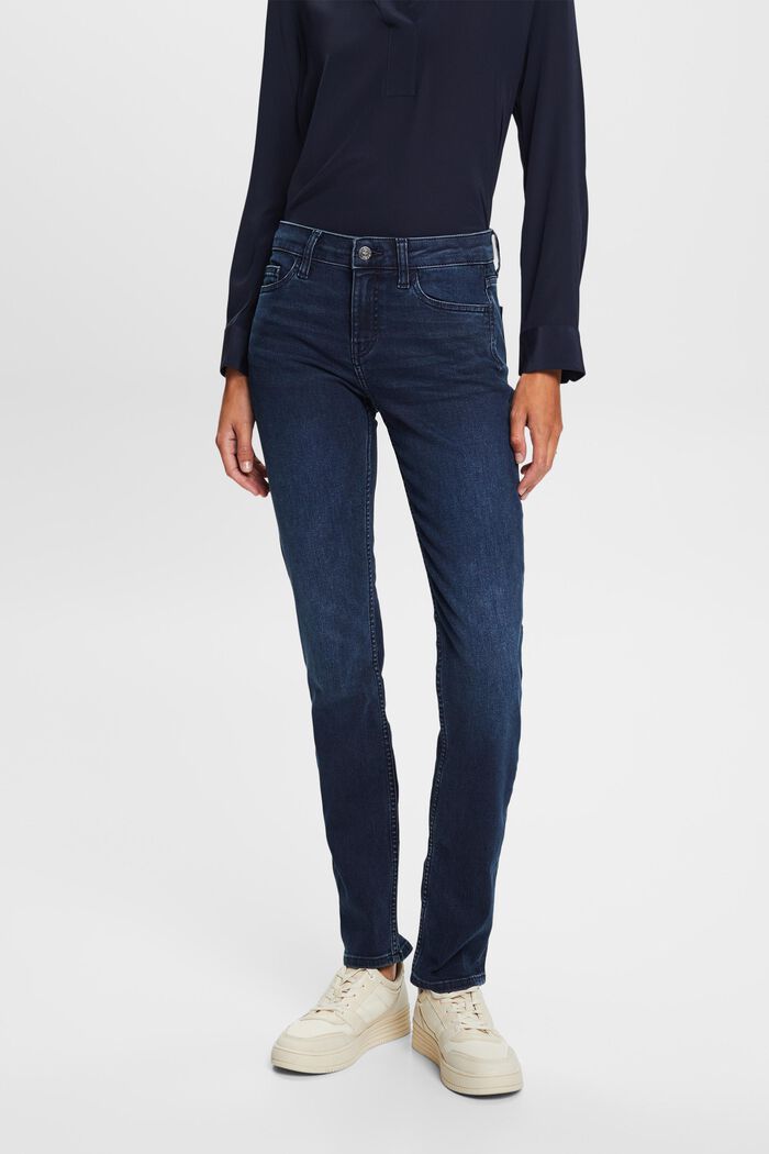 Straight fit jeans met middelhoge taille, BLUE BLACK, detail image number 0