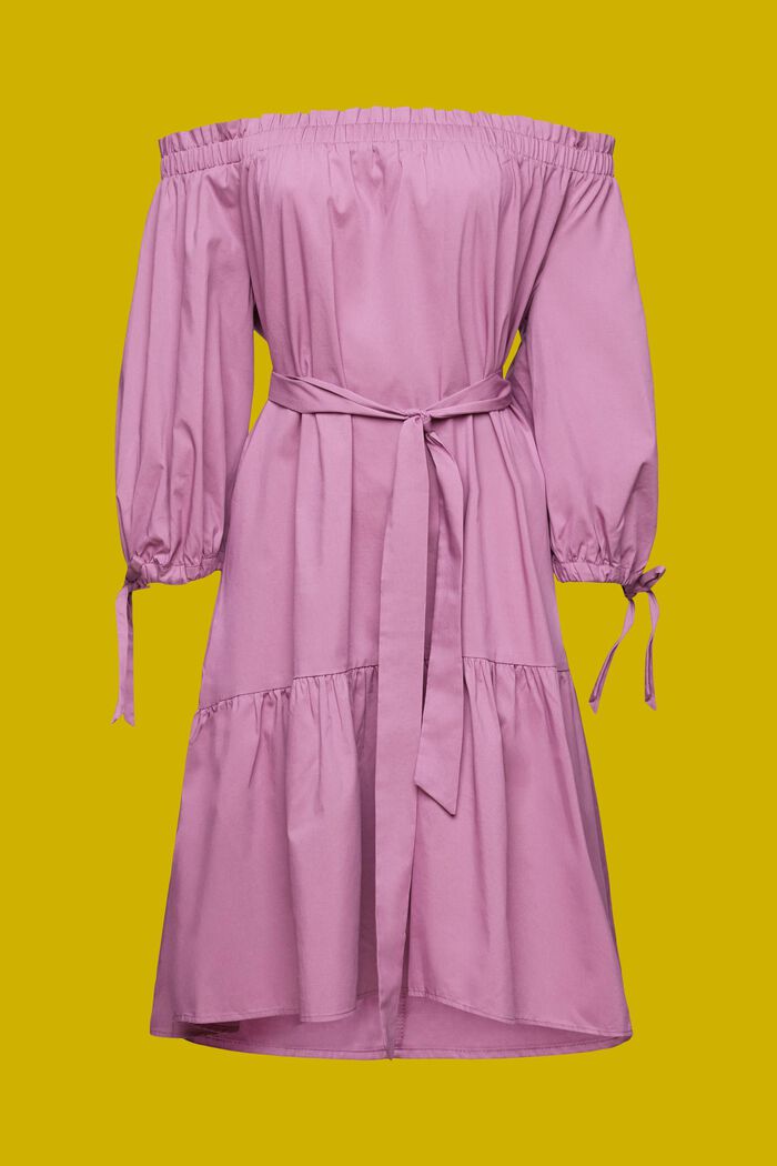 Off-the-shoulder mini-jurk van popeline, VIOLET, detail image number 5