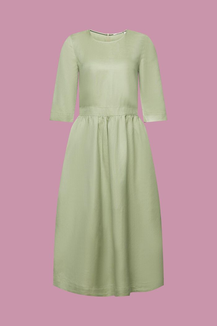 Midi-jurk van een geweven linnen-viscosemix, LIGHT KHAKI, detail image number 6