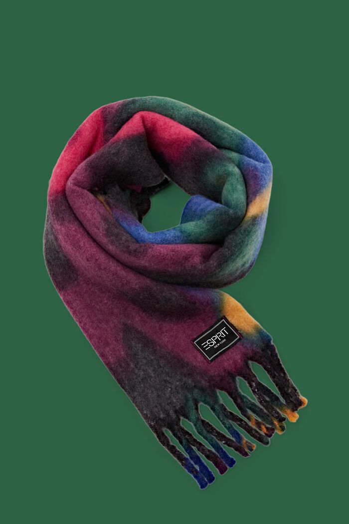 Meerkleurige sjaal van geruwd breisel, BLACK, detail image number 0