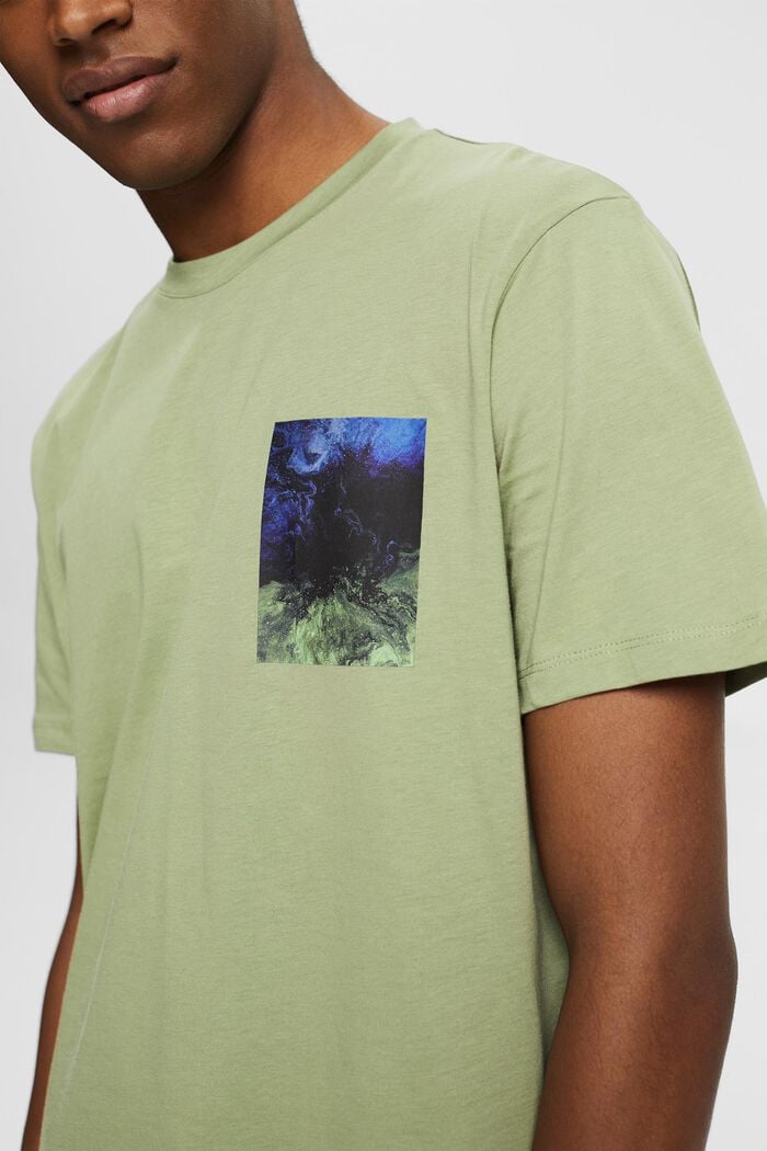 Jersey T-shirt met print, 100% biologisch katoen, LIGHT KHAKI, detail image number 1