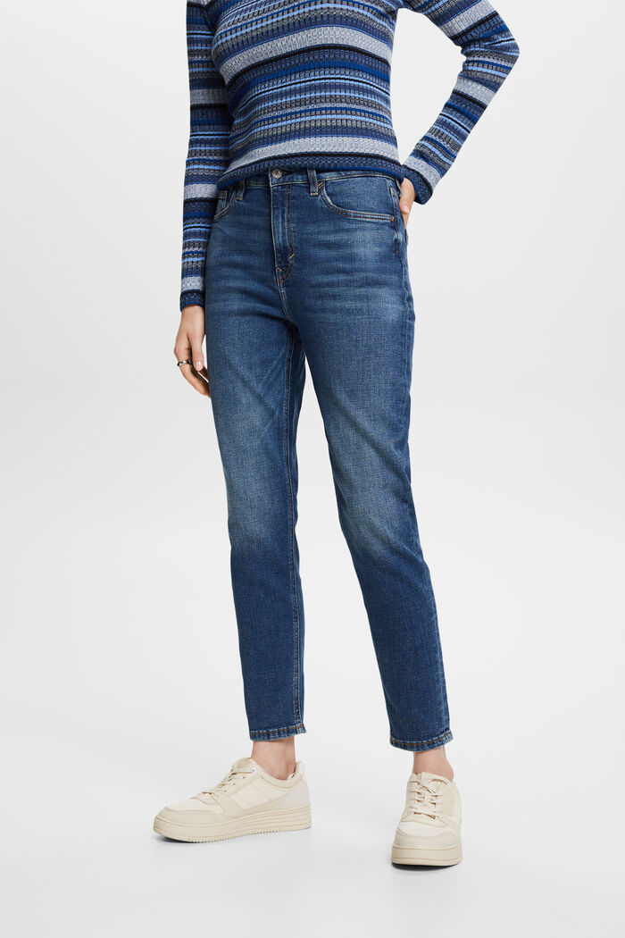 Klassieke jeans in retrolook met middelhoge taille, BLUE MEDIUM WASHED, detail image number 0