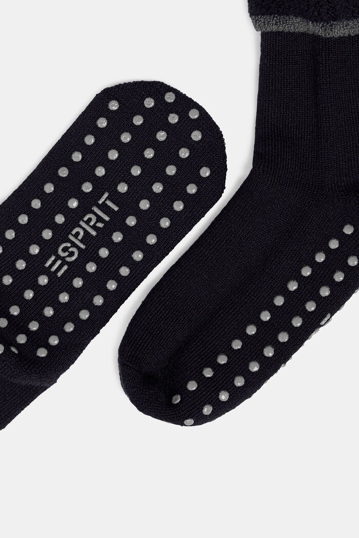 Zachte sokken met stroeve zool, wolmix, BLACK, detail image number 1